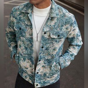 SHEIN Blue Floral Patterned‎ Jacket